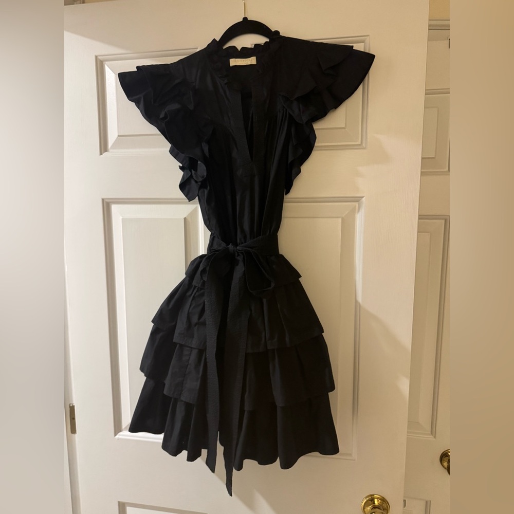 Ulla Johnson Black Ruffled Tiered Mini Dress